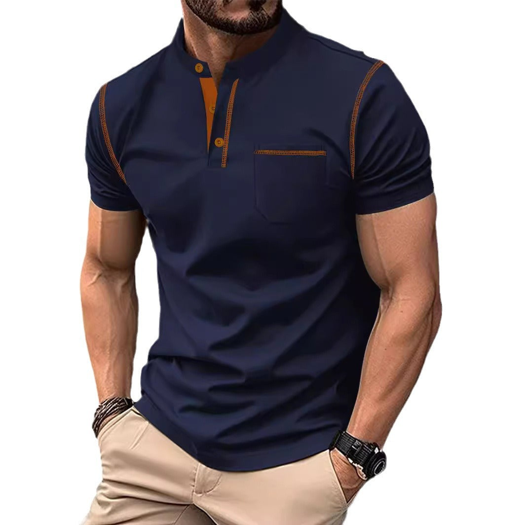 Herren Poloshirt Elegantes Modell Mit Kontraststreifen