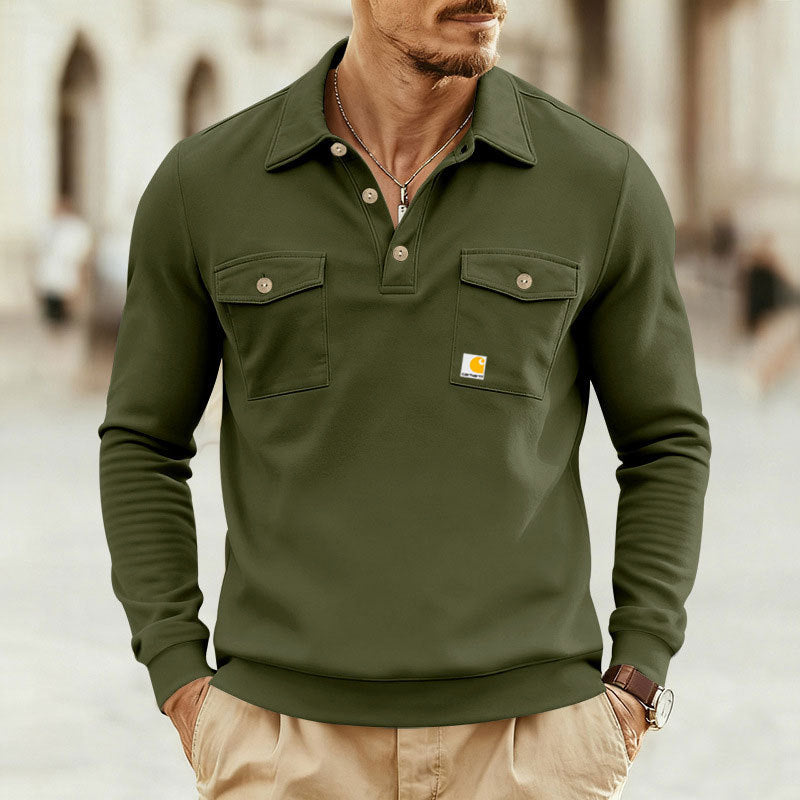 Herren Poloshirt Lässig Klassisch mit Brusttasche