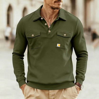 Herren Poloshirt Lässig Klassisch mit Brusttasche