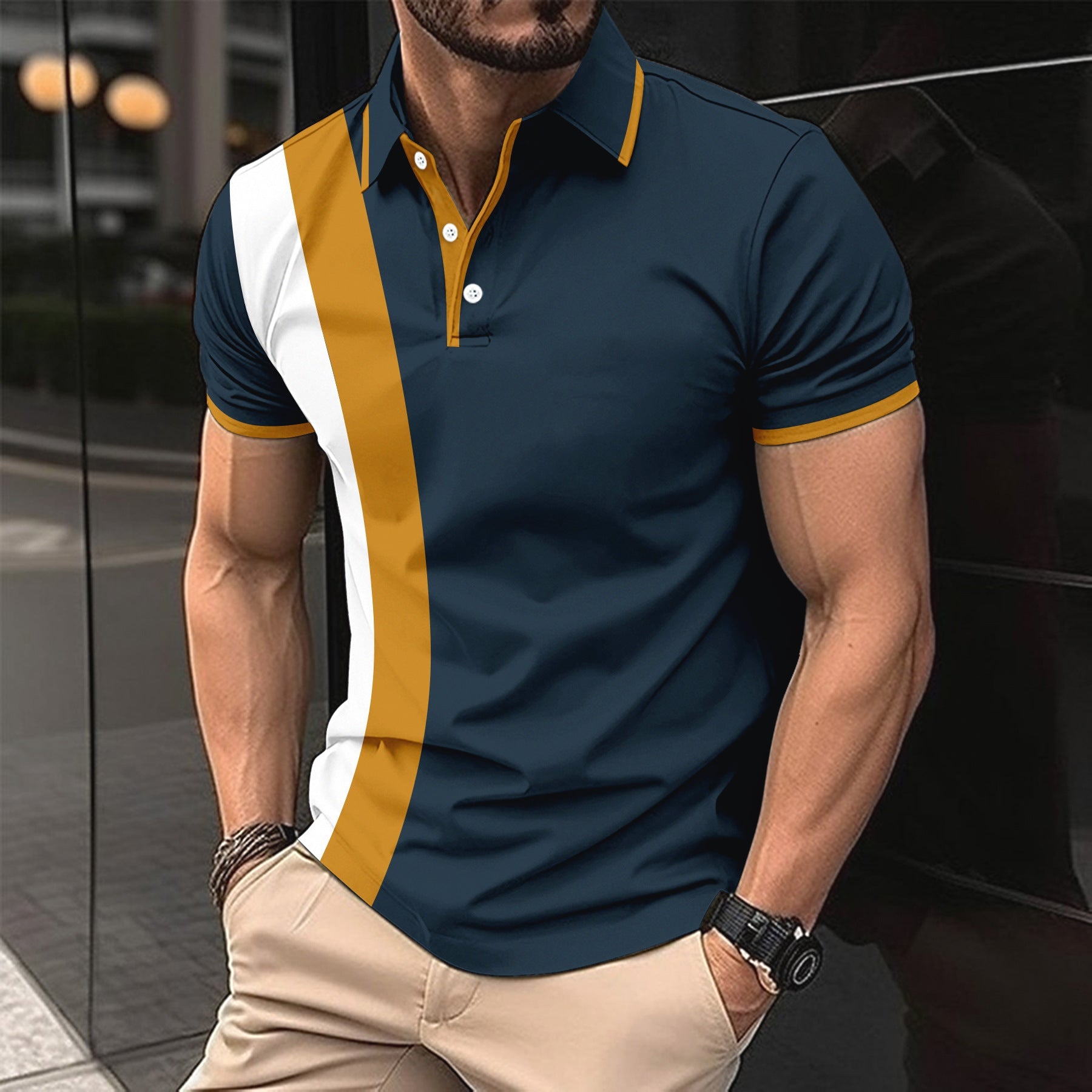 Herren Poloshirt Sportlich Modern mit Kontrastdetails - BerlinGlamour