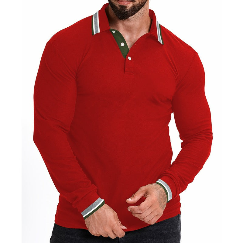 Herren Polohemd Langarm Modern Slim Fit Kragen - BerlinGlamour
