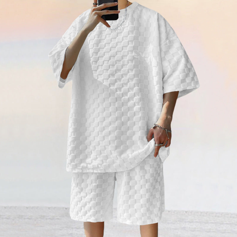 Herren Loungewear Set Kurzarm Bequem Strukturiert Modern