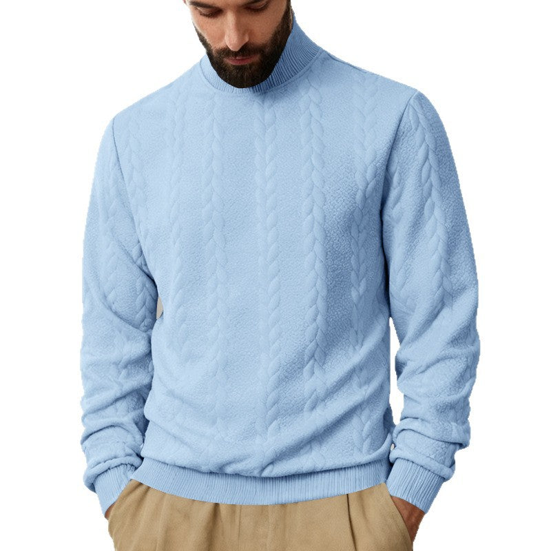 Herren Strickpullover Hoher Kragen Zopf Muster Modern
