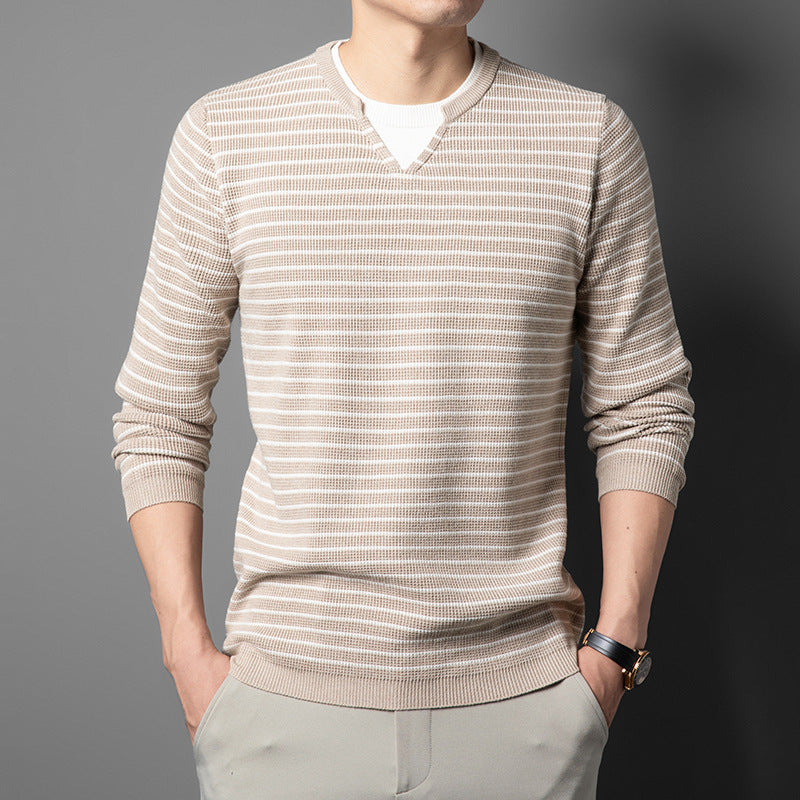 Herren Pullover V-Ausschnitt mit Feinstreifen Modern