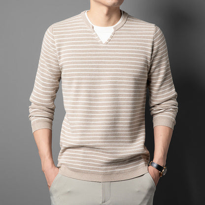 Herren Pullover V-Ausschnitt mit Feinstreifen Modern
