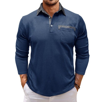 Herren Polohemd Langarm Modern Eleganter Stil
