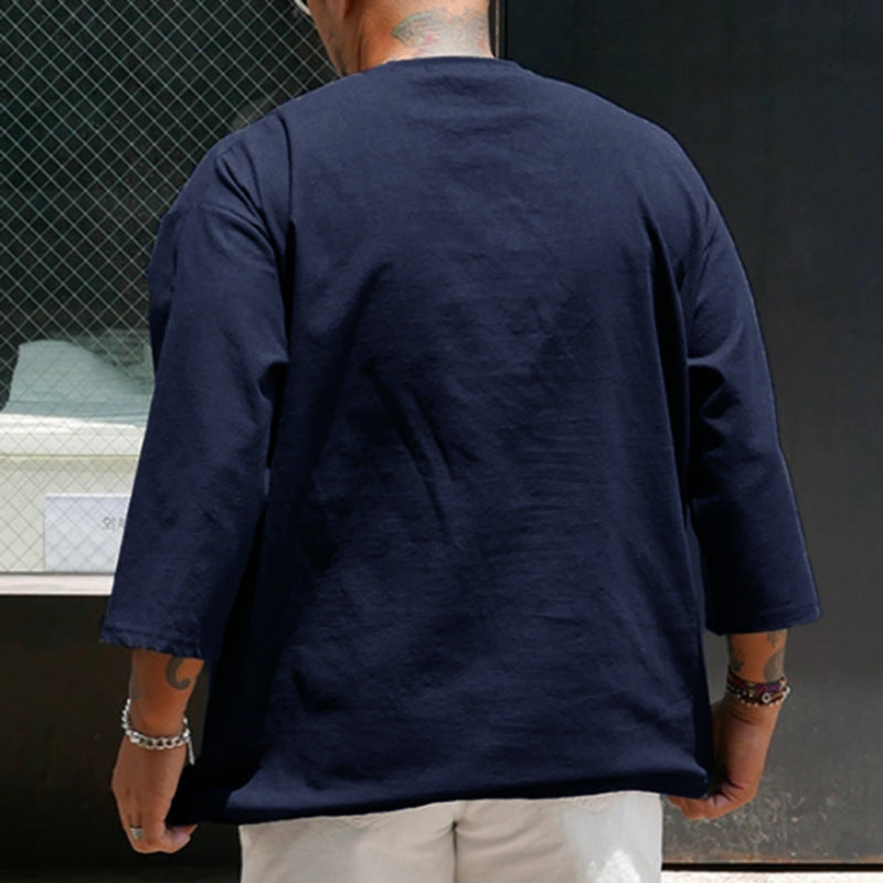 Herren Langarmshirt Atmungsaktiv Baumwolle Lässig