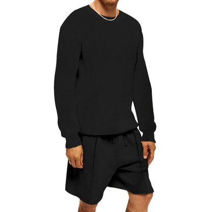 Herren Sportset Sweatshirt und Shorts atmungsaktiv Waffelstrick