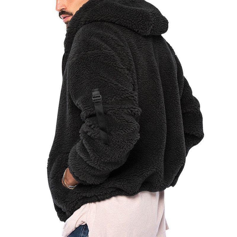 Herren Fleecejacke Kapuze Reißverschluss Warm Modern