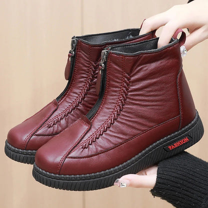 Damen Stiefeletten Modisch Rutschfest Doppelter Reißverschluss