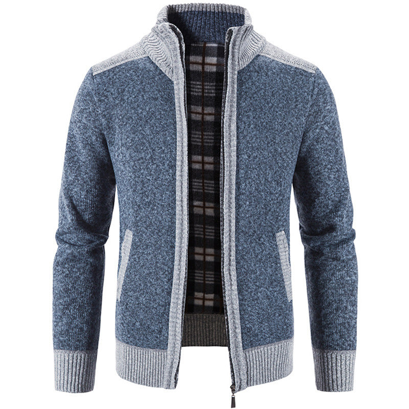 Herren Strickjacke Stehkragen Modern Strukturiert