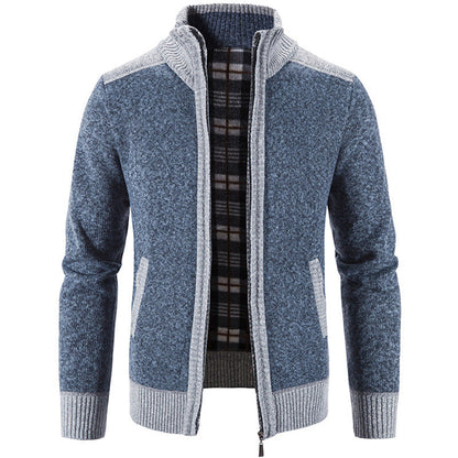 Herren Strickjacke Stehkragen Modern Strukturiert