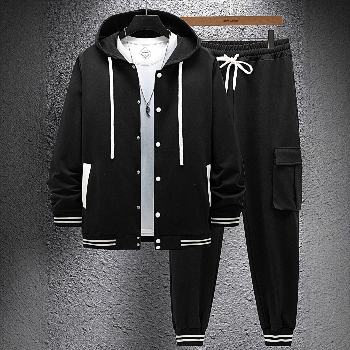 Herren Sportset Hoodie Jogginghose mit Taschen Passform
