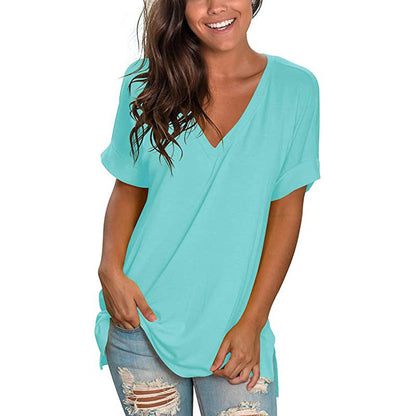 Damen T-Shirt V-Ausschnitt Modern Trendy