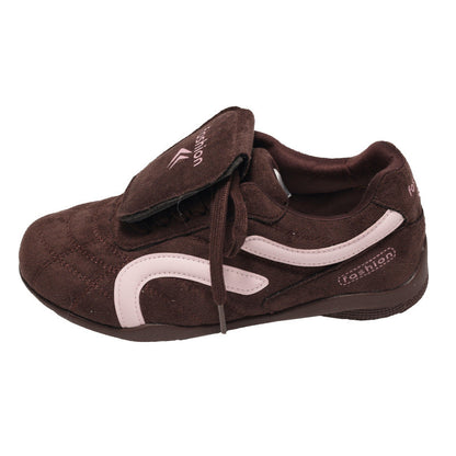 Damen Sneaker Sportlich mit Klettverschluss Wildleder Optik