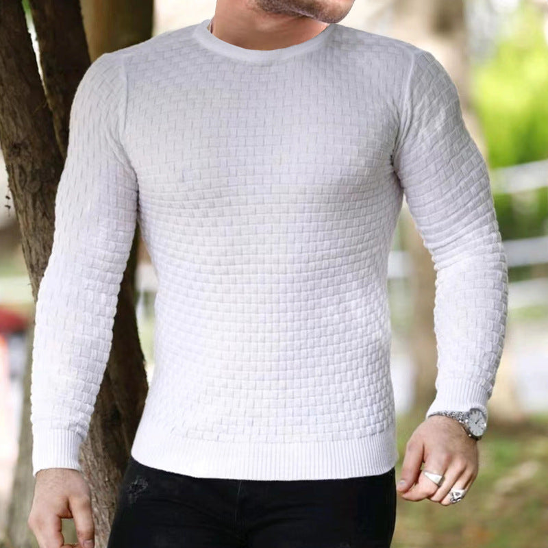 Herren Pullover Rundhals Modern Karo Muster