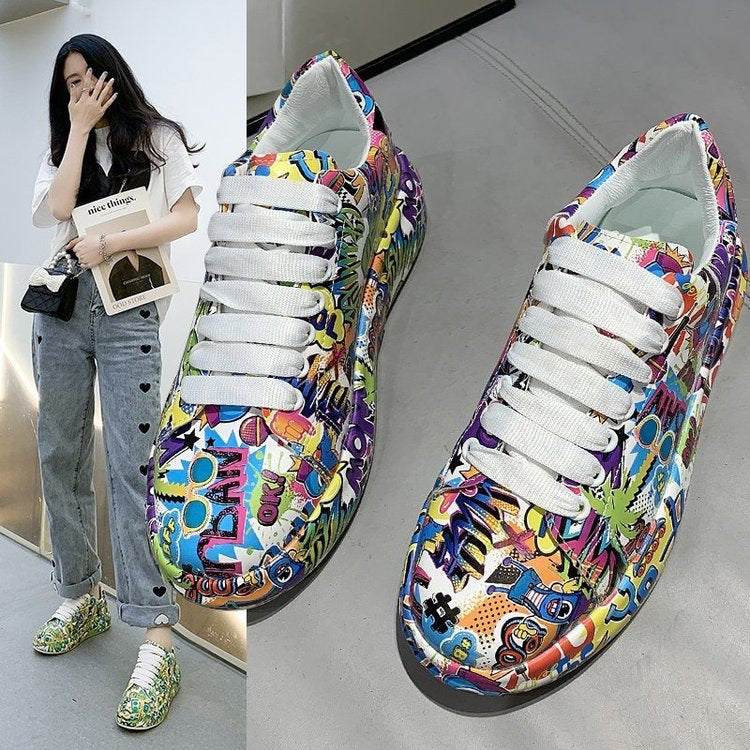 Damen Sneaker Bunt Comic Design Rutschfest