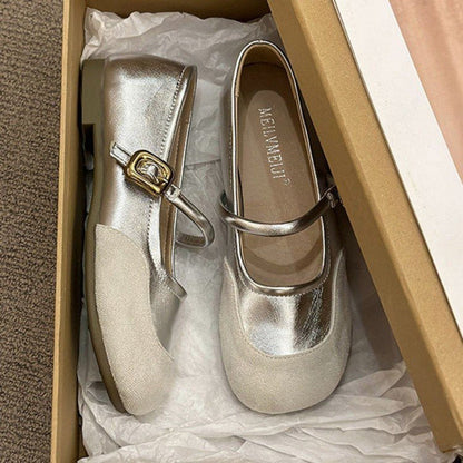 Damen Ballerinas Elegante Schnallen Schuhe Modern