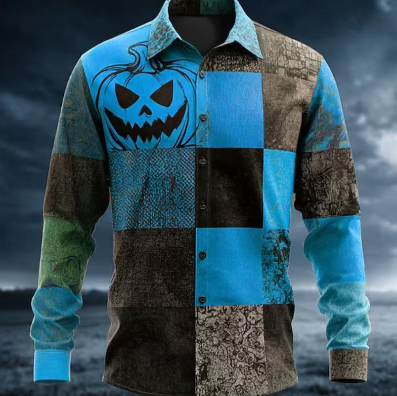 Herren Halloween Hemd Berlin Motiv Gruselig Kurzarm