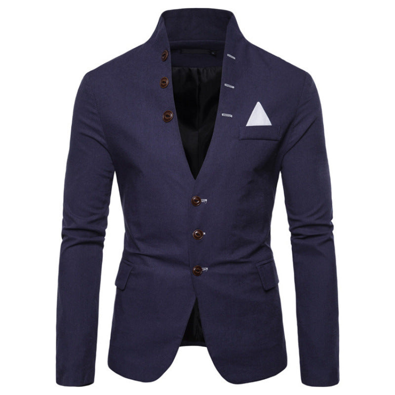 Herren Blazer Modern Stehkragen Elegant Knöpfe