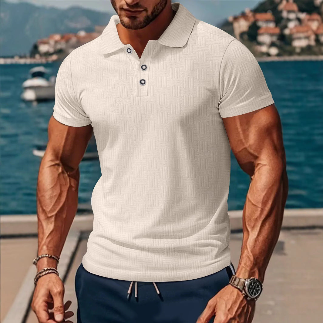 Herren Polohemd Klassisch Strukturiert Modern