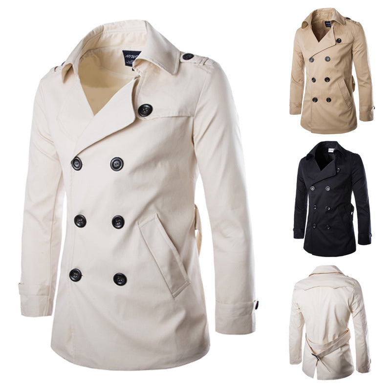 Herren Trenchcoat Eleganter Wasserabweisend Mit Taschen