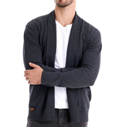 Herren Cardigan V-Ausschnitt Lässig Grau Modern