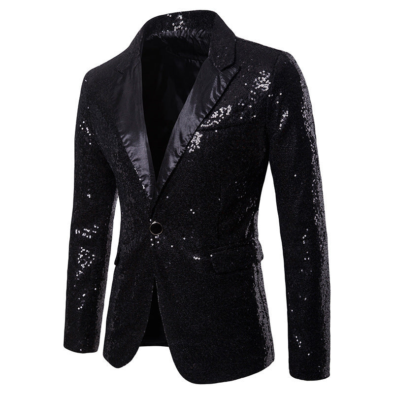 Herren Blazer Pailletten Glitzerjacke Elegant