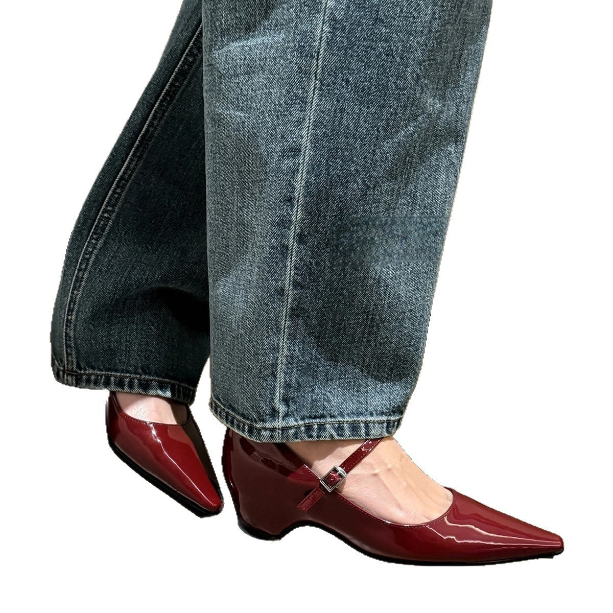 Elegante Damen Slingback Ballerinas Spitze Schuhe