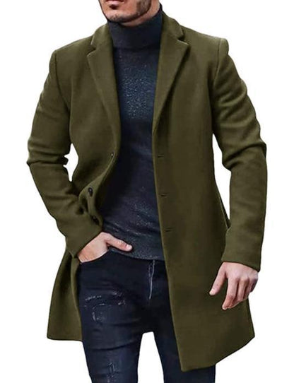 Herren Mantel Eleganter Wintermantel Schwarz Modern