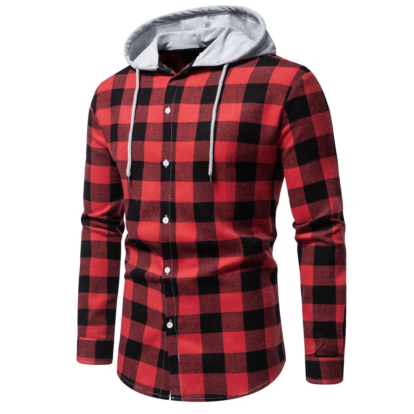 Herren Karo-Hemdjacke Modern mit Kapuze und Hoodie Style