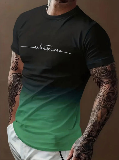 Herren T-Shirt Palmen Stickerei Farbverlauf Modern
