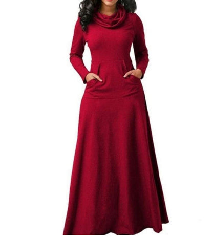 BerlinGlamour Lang Kleid mit durchgehendem Taschen-Kragen