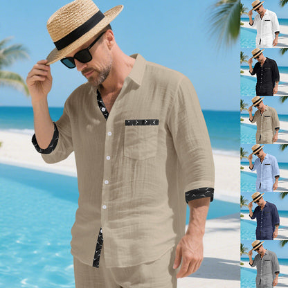 Herren Langarmhemd Lässig Modern Kontrast Details - BerlinGlamour