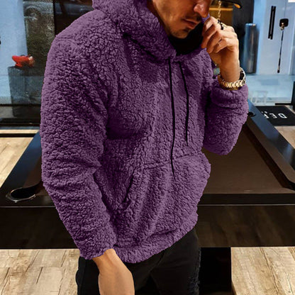 Herren Fleece Hoodie Warm Kuschelig Grau