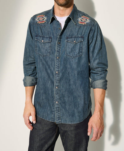 Herren Jeanshemden mit Stickdesign Modern Berlin Style