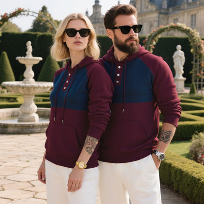 Herren Kapuzenpullover Modern mit Knöpfen Grau