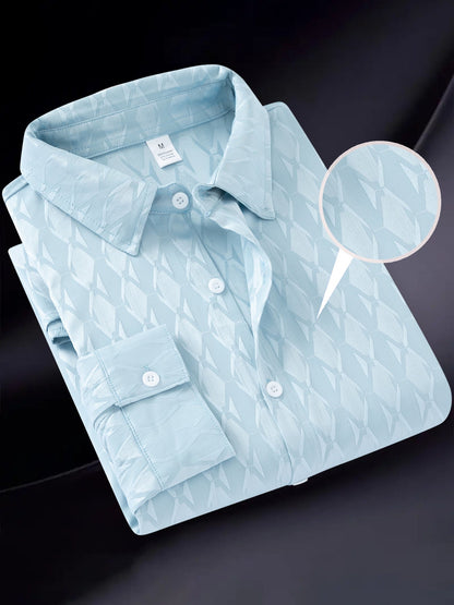 Herren Hemd Modern mit Struktur Muster Hochwertig Elegant