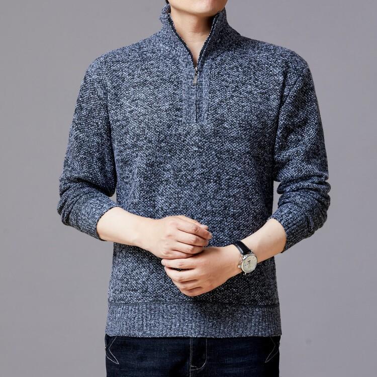 Herren Strickpullover Moderner Stehkragen Grobstrick Optik