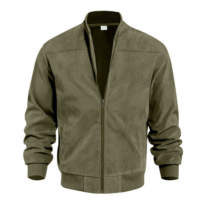 Herren Bomberjacke Modern Mikrofaser Schwarz Elegant