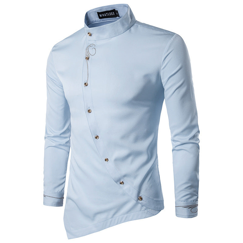 Herren Langarmhemd Asymmetrisch Modern Knöpfe Berlin