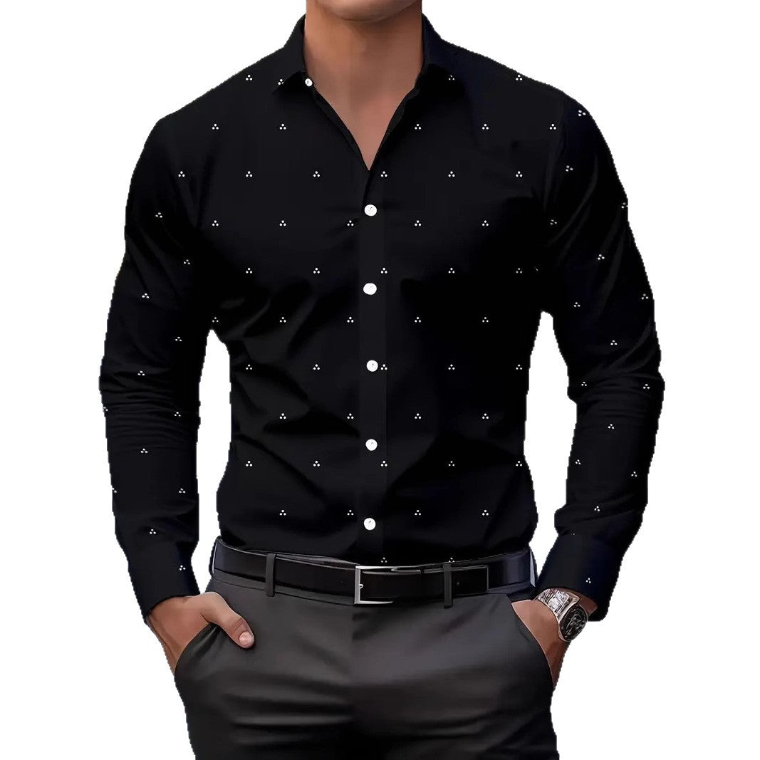 Herren Langarmhemd Elegantes Punktemuster Modern