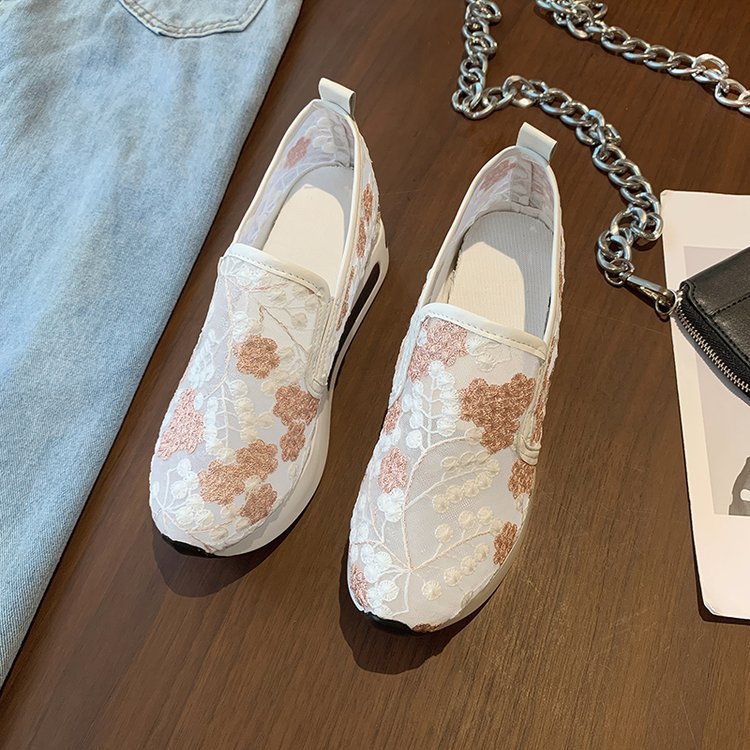 Damen Sneaker Slip-On Blumen Stickerei Mode Schuhe