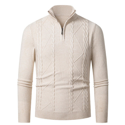 Herren Strickpullover Stehkragen Zopfmuster Modern
