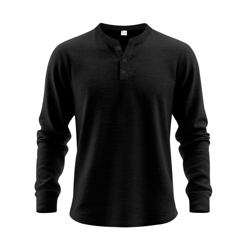 Herren Langarm-Shirt aus Weichem Waffelstoff Modern