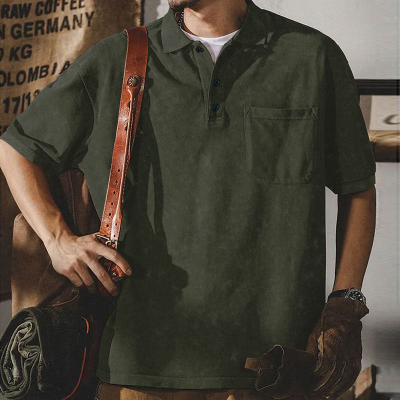 Herren Polohemd Kurzarm Klassisch Mit Brusttasche