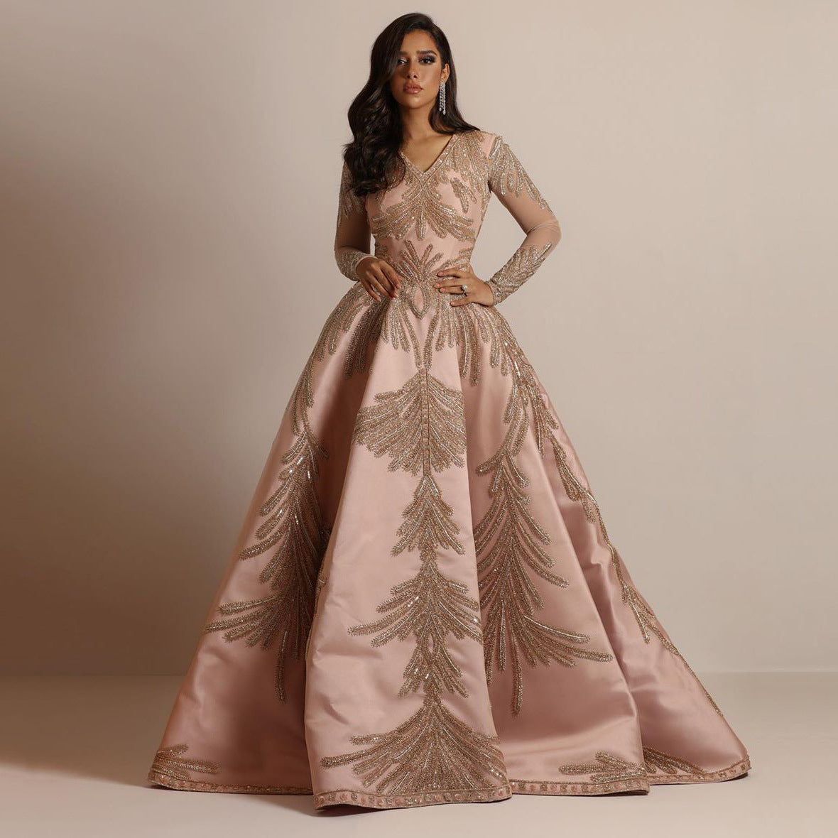 Damen Abendkleid Glamourös Pailletten V-Ausschnitt Elegant - BerlinGlamour