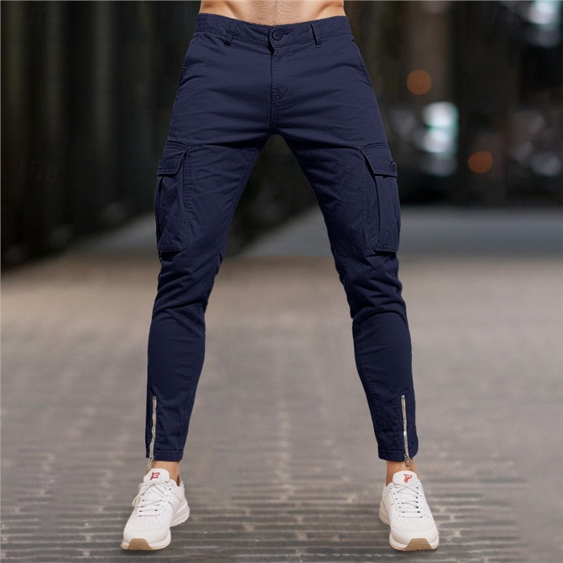 Herren Cargo-Hose Modern Reißverschluss Stretch