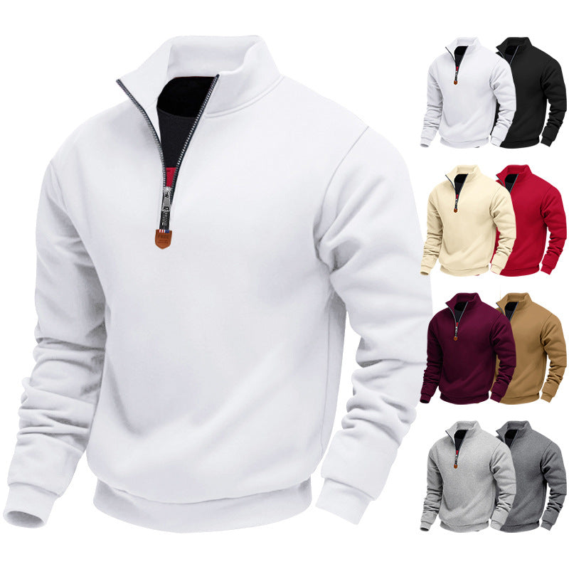Herren Pullover Sportlich Stehkragen Halbzipper - BerlinGlamour