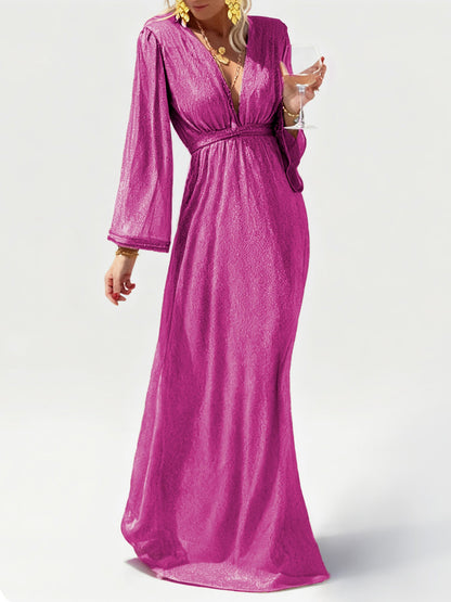 Damen Maxi-Kleid Glitzerrock Lang Weit Damenkleid Abendkleid